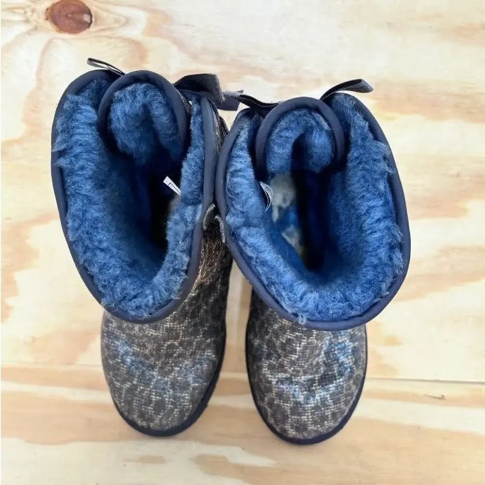 UGG Australia -Bailey Bow Glitter Leopard -Boots -Blue -Women's - 6 -S/N 1006815